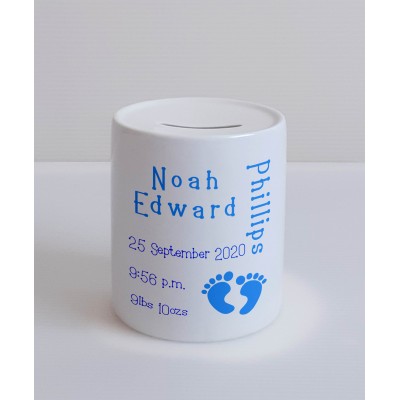 New baby birth detail moneybox