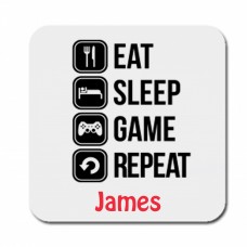 Personalised Eat, Sleep, Game, Repeat coaster