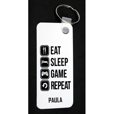 Eat, Sleep, Game, Repeat, personalised keyring Eat, Sleep, Game, Repeat, personalised keyring