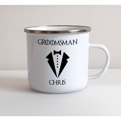 Personalised Wedding Enamel Mug