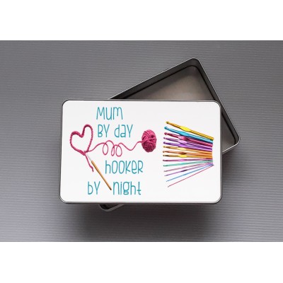 Hooker by Night - personalised humorous tin for Crocheters