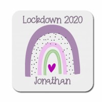 Personalised Lockdown 2020 rainbow coaster