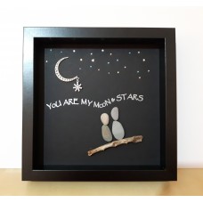 Moon and stars pebble picture