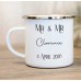 Set of 2 Mr & Mrs Enamel Mugs, personalised with a name and date Set of 2 Mr & Mrs Enamel Mugs, personalised with a name and date