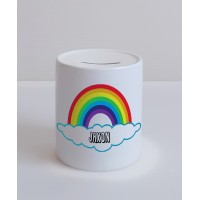 Rainbow and cloud moneybox - personalised