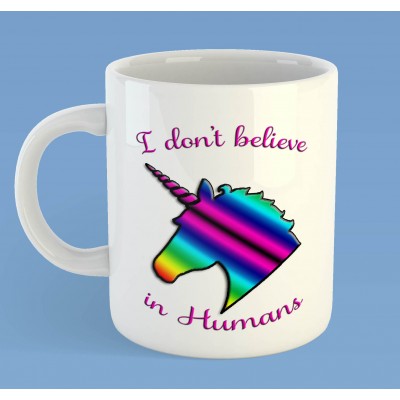 I don't believe in humans mug